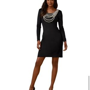 Boston Proper Black Dress with Silver Embellishments